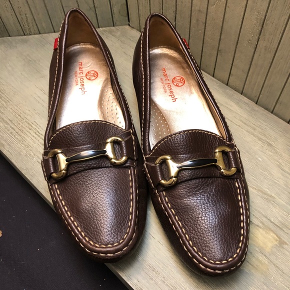 Marc Joseph New York Brown Leather Gold Buckle Loafers 8 - Picture 3 of 11